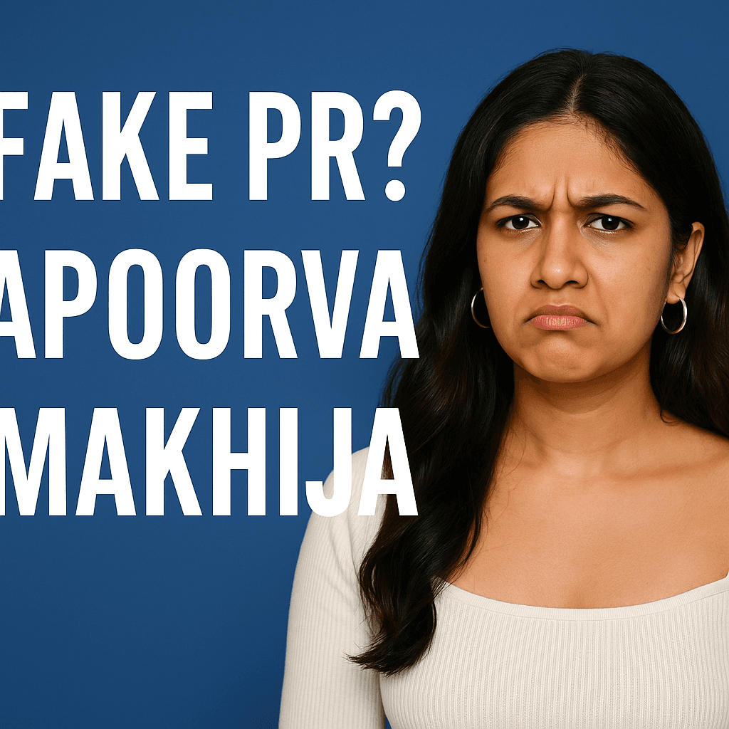 Image questioning if the Apoorva Makhija controversy was a fake influencer PR stunt.